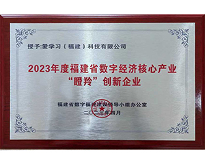 授予愛(ài)學(xué)習(xí)（福建）科技有限公司2023年度福建省數(shù)字經(jīng)濟(jì)核心產(chǎn)業(yè)“瞪羚”創(chuàng)新企業(yè)